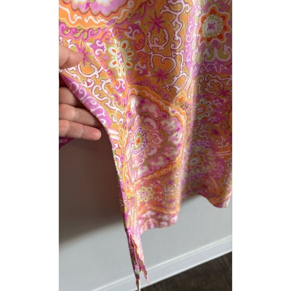 Oscar De La Renta Womens Long Sleeve Pink Paisley Print Mini Shift Dress Sz S - Picture 7 of 12